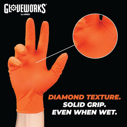 GLOVEWORKS Heavy-Duty Nitrile Gloves, Disposable, Latex Free, 8 Mil, Diamond - Image 4
