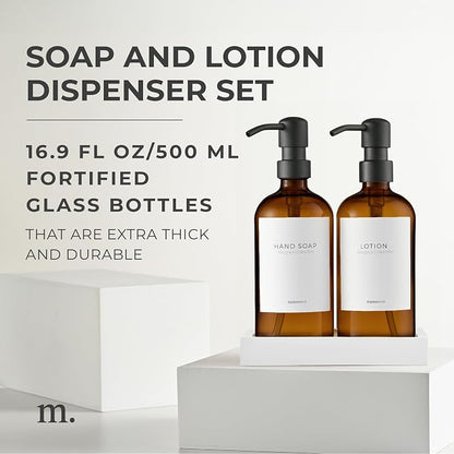 MaisoNovo Soap Dispenser 3-Piece Set | 16.9oz Amber Bottles - Image 2