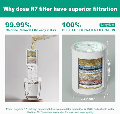 R7 Shower Filter with 2 Replacement Cartridge High Put Shower Water Filter - Image 5