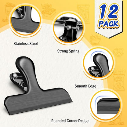 VNDUEEY 12 Pack Stainless Steel Chip Clips, Bag Clips - Image 4
