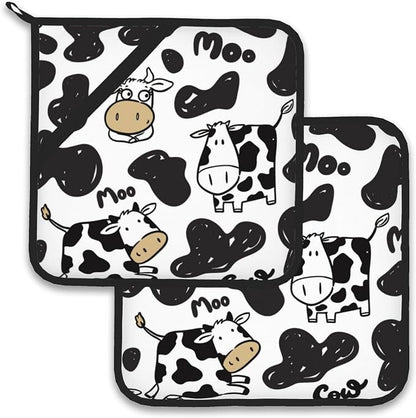 Cow Skin Pot Holder Set of 2, Heat Resistant Potholders Oven Hot Pads by Larkverk