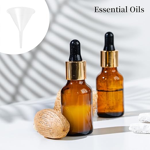 12 Pcs Small Funnel & Mini Funnel 1.57" Opening, 0.1" Narrow Tip for Essential Oils, Perfumes, Capsules & Mini Bottles (Polypropylene, 2.17" Height)