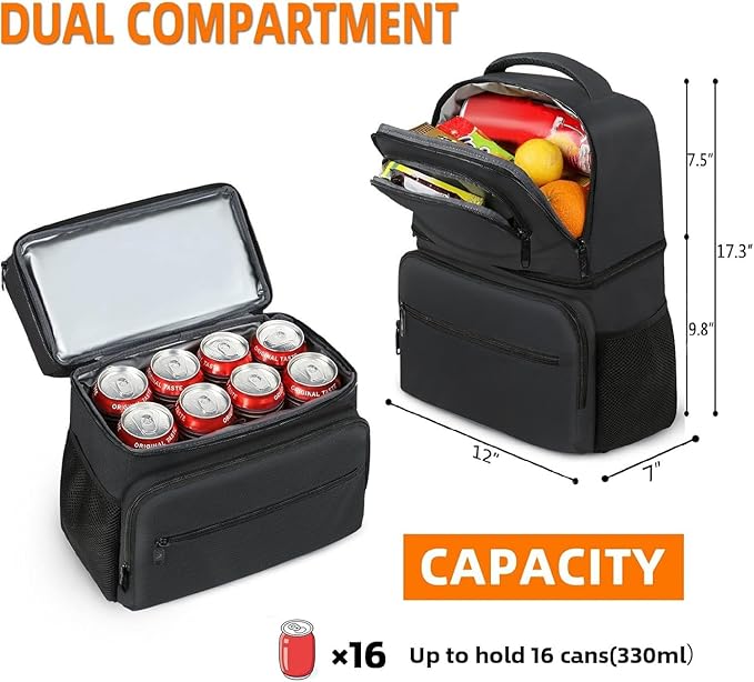 MATEIN Cooler Backpack, 26 Cans Insulated Lunch Backpack for Men Women, Leakproof Double Layer Lunch Cooler Bag Lightweight Soft Lunch Backpack with Cooler Compartment, Beach Camping Hiking Beer Gifts