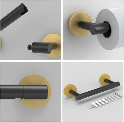RARXTR Black and Gold Toilet Paper Holder SUS304 Stainless Steel Double Post - Image 4