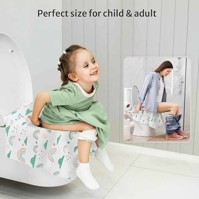 Blissful Diary 30 Pcs Toilet Seat Covers Disposable for Toddlers & Adults, Extra Large Waterproof, Portable Package for Travel, Kids Potty Training