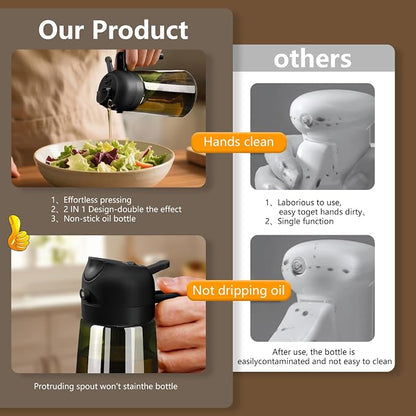 SWEET VIEW 2PCS Olive Oil Dispenser and Oil Sprayer – 16oz/470ml Glass - Image 6