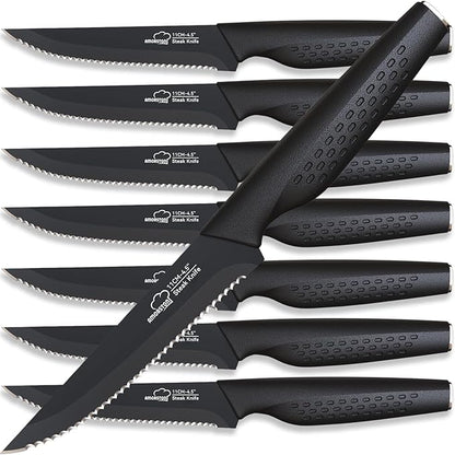 Amorston Steak Knives, Steak Knives Set of 8, Stainless Steel Steak Knife Set by Amorston