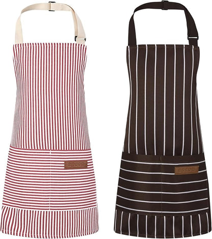 2 Pack Stripes Kids Apron, Kids Cooking Aprons by XLSXEXCL