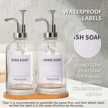 Dish Soap Dispenser for Kitchen, Hand Glass Soap Dispenser Set - Image 5