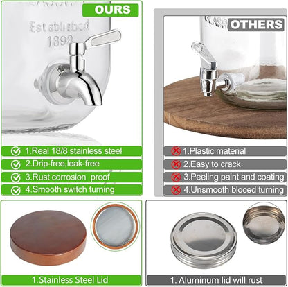 2PCS Large Drink Dispensers for Parties, Glass Beverage Dispenser - Image 3