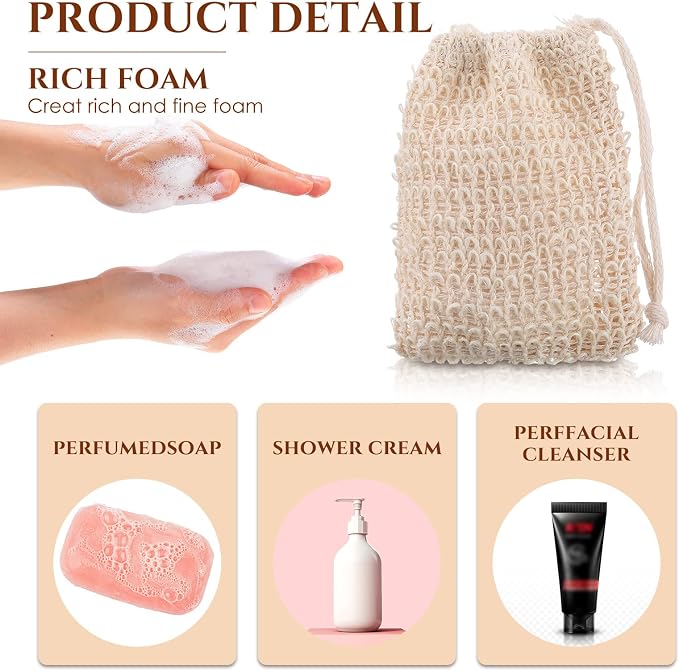 Rtteri 200 Pcs Soap Exfoliating Bag, Natural Sisal Soap Pouch Saver Body Shower - Image 3