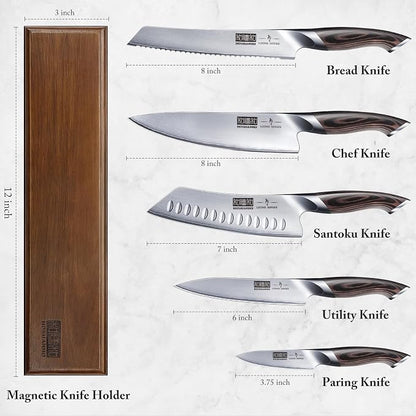 HOSHANHO Knife Set with Magnetic Knife Holder, 6 Pieces Japanese High Carbon - Image 2