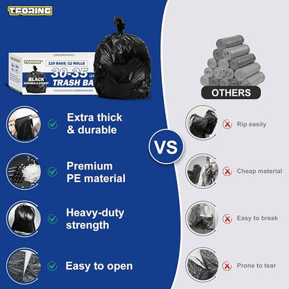 30-35 Gallon Black Trash Bags 120 Count - Image 2