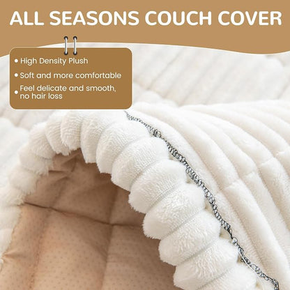 OTOB Couch Cover for Dogs Washable, Non Slip Plush Sofa Covers for 3 Cushion - Image 2