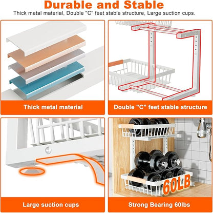 Under Sink Organizer, 2 Pack 2 Tier Under Sink Organizers and Storage, Slide - Image 5