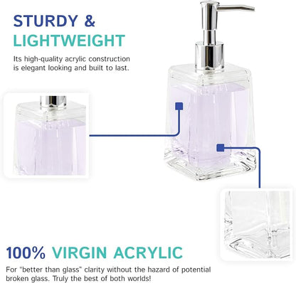 Huang Acrylic Clear Square Tapered Soap Dispenser Crystal Clear Acrylic | - Image 5