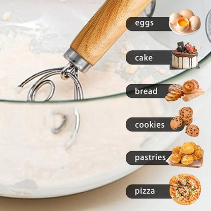TEEVEA Danish Dough Whisk for Bread Sourdough, Wooden Handle & Stainless Steel - Image 8