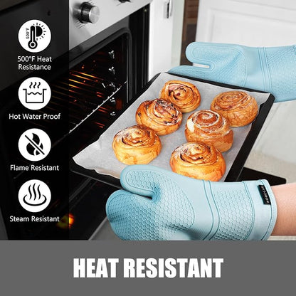 Rorecay 6pcs Oven Mitts and Pot Holders Sets, Extra Long Silicone Oven Gloves - Image 5