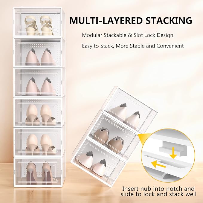 Secret Space 12 Pack XX Large Shoe Organizer Storage Boxes - Image 3