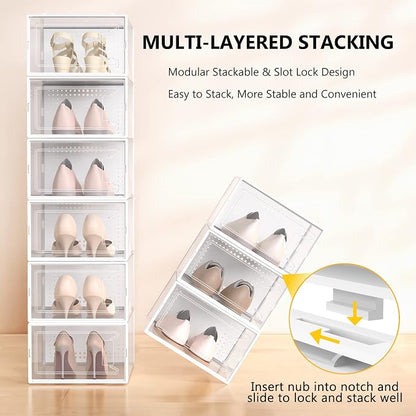 Secret Space 12 Pack XX Large Shoe Organizer Storage Boxes - Image 3