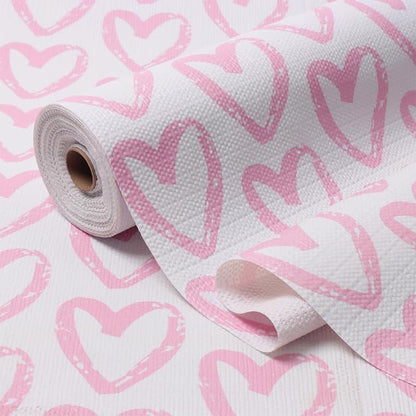 Pink Heart Drawer Liner for Cabinets, Shelf Liner Non-Adhesive and Strong by Amiitay
