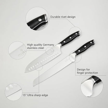 Knife Set with Block, N NOBLE FAMILY 16Pcs Kitchen Knives Drawer Organizer Set - Image 9