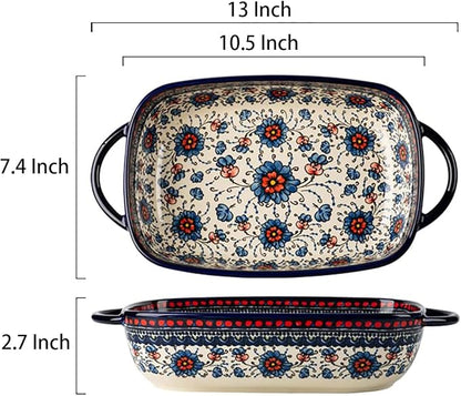 Vintage Style Pottery Bakeware Ceramic Casserole Dish Baking Pan Lasagna Pans - Image 2