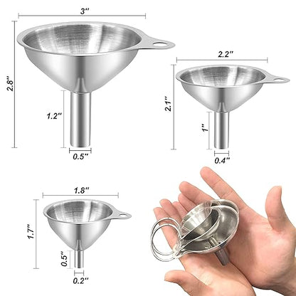 Anaeat Stainless Steel Mini Kitchen Funnel Set, 3 Pack Durable Metal Filling - Image 6