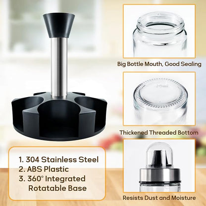 Mlici Oil and Vinegar Dispenser Set of 6 Bottles, Stainless Steel Salt Pepper - Image 3