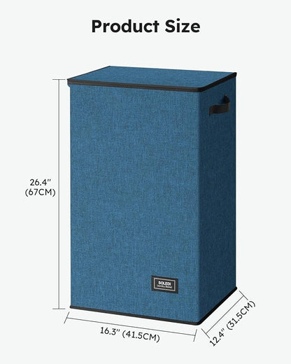 SOLEDI Laundry Hamper with Lid 90L Large & Tall Collapsible Laundry Basket, Clothes Hamper with Bag Removable Easy to Carry, Dirty Hampers for Bedroom, Bathroom, Dorm, College, Blue