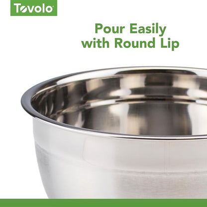 Tovolo Large Stainless Steel Mixing Bowl 5 Quart Metal Mixing Bowl - Image 4