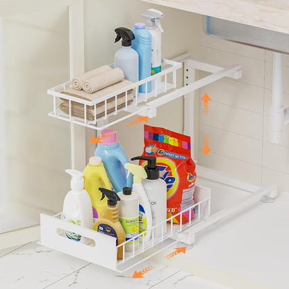 Under Sink Organizer, Heavy Duty Metal Pull Out Cabinet Organizer Slide Out by Toyear