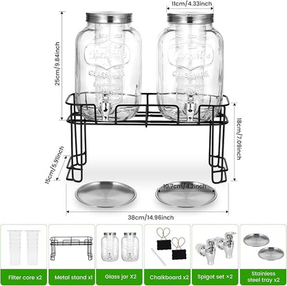 2 Pack1 Gallon Glass Drink Dispensers - Image 2