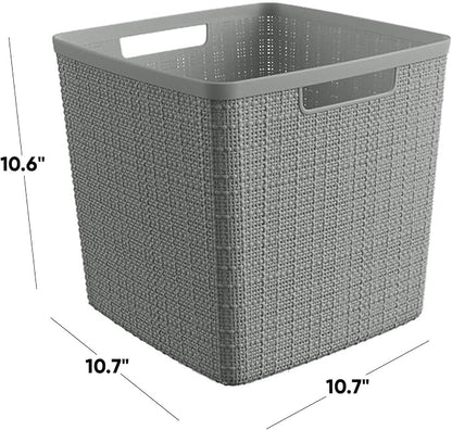 Curver Set of 4 Jute Large Cube Decorative Plastic Organization and Storage - Image 2