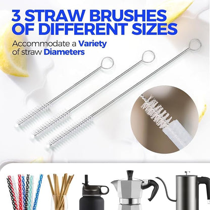 Holikme 5 Pack Bottle Brush Cleaner Set, 3 Straw Brushes, Bottle Cleaning Brush - Image 4