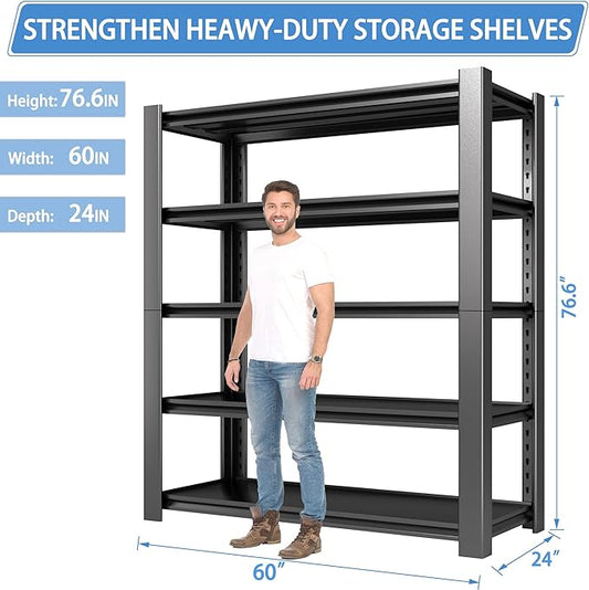 5-Tier Heavy Duty Garage Shelving Unit, 3000 LBS Capacity Metal Storage Rack - Image 2