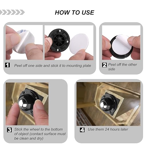 PlusRoc 4 Pack 1 Inch Self Adhesive Paste Caster Wheels - Image 6