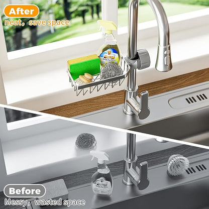 LONIN Sponge Holder Over Faucet Kitchen Sink Caddy Organizer, Stainless Steel - Image 5