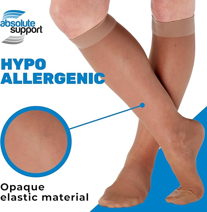 (3 Pairs - Closed Toe) Made in USA - Compression Stockings for Women 15-20mmHg - Sheer Compression Socks for Edema, Pregnancy, Diabetic, Post Surgery Recovery - Beige, Small - A101BE1-3