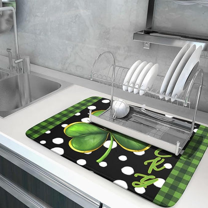 St. Patrick's Day Dish Drying Mats 18x24 Inch Green Clover Shamrock Lucky - Image 5