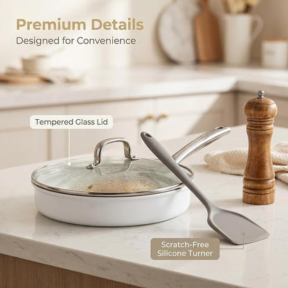 5Pcs Nonstick Cookware Set, Aluminum Nonstick Pots and Pans - Image 5