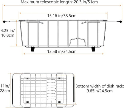 Stainless Steel Dish Drying Rack, Expandable Fruit & Vegetable Drain Rack over - Image 2