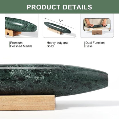 Natural Marble French Rolling Pin, 12 inch Kitchen Baking Tool - Image 3