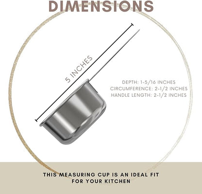 1/3 Cup Stainless Steel Measuring Cup | Sturdy Metal 80 ml | 80 cc | 3 oz | - Image 3