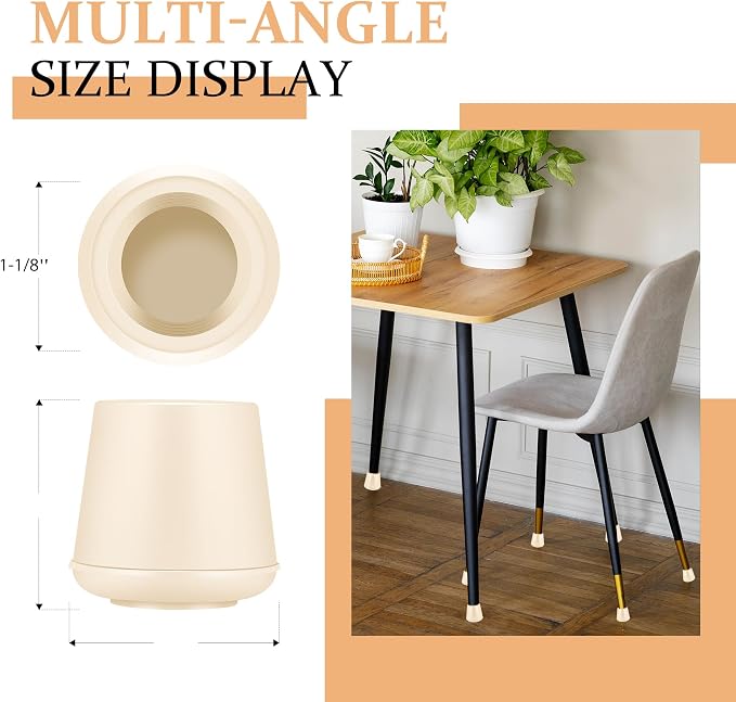 1-1/8" Round Rubber Chair Leg Tips Caps, Chair Leg Floor Protectors, Non-Slip - Image 2