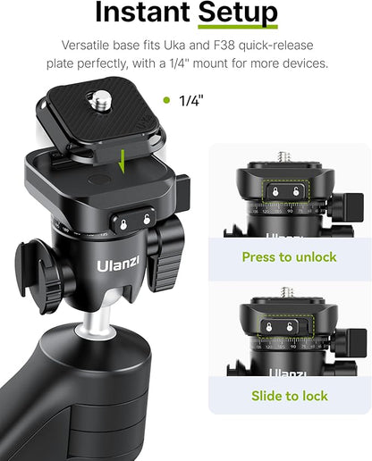 ULANZI TT38 Mini Tripod for Camera, One-Click Open Tabletop Camera Tripod Small Portable Stand with Uka F38 Quick Release, Travel Stand Compatible with DJI OSMO Pocket 3/OSMO 360/Insta360 x5/Sony