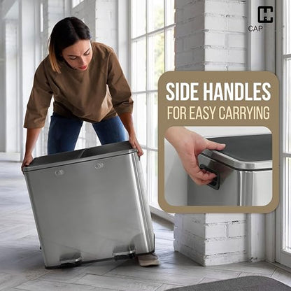 CAPHAUS Dual Trash Can with Double Lid, Trash and Recycle Bins Combo, - Image 8