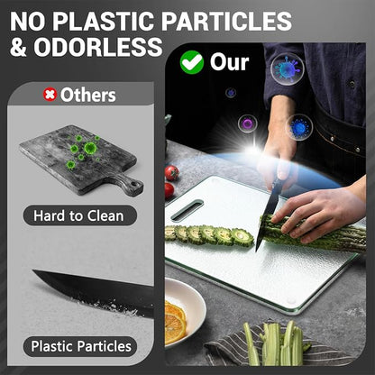 Tempered Glass Cutting Board for Kitchen Counter, Plastic Free, Scratch - Image 5