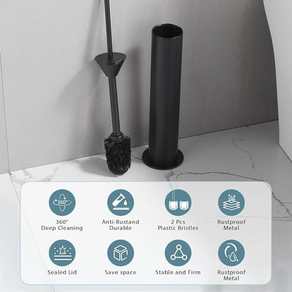 BGL Toilet Brush and Holder Set, Heavy Duty 304 Stainless Steel, Round Base and - Image 6