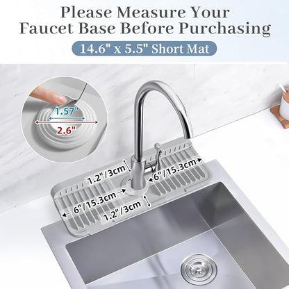 PoYang 14.6 inch Faucet Mat for Kitchen Sink Splash Guard, 7° Slope Silicone - Image 3